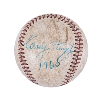 Casey Stengel Single Signed Used Baseball with "1965" Inscription (Beckett) 